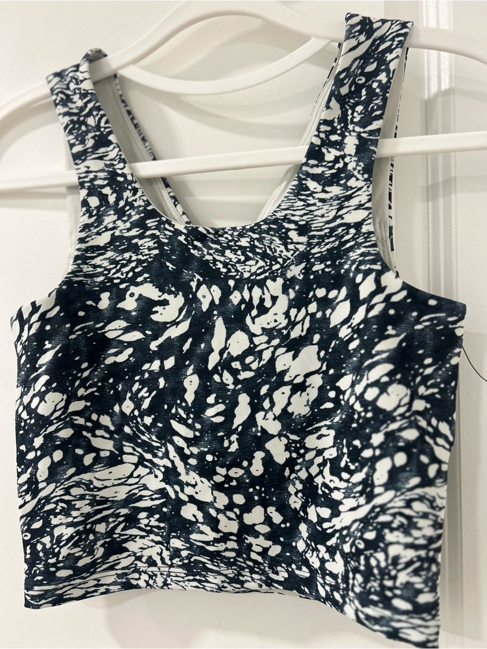 Black & White Marble Print Cropped Tank Top